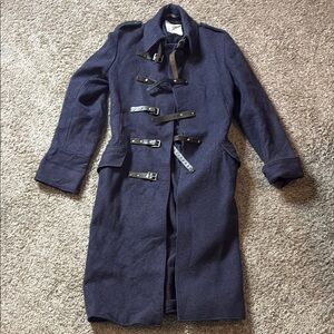 Vintage Wool Classic Duffle Coat Blue Toggle Hooded England Mens Sz Chest 40? L?